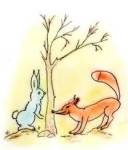 Лиса и зайцы в лесу